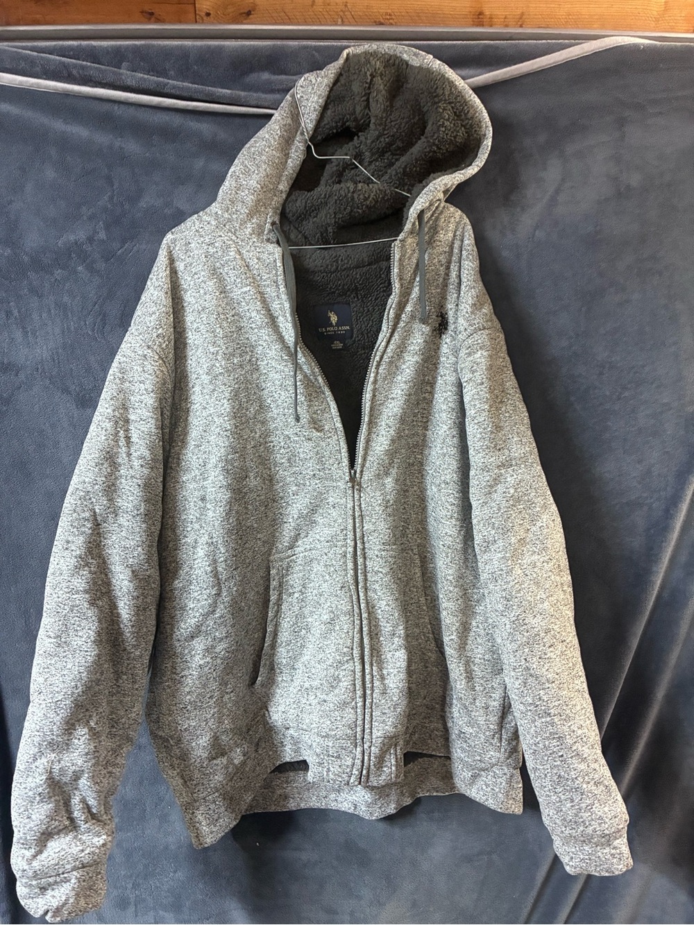 U.S. Polo Assn. Heather Gray Full-Zip Hooded Sweater